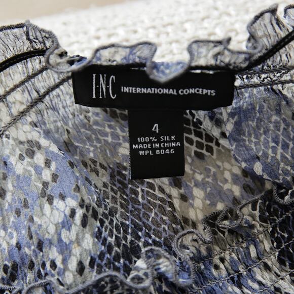 INC International Concepts silk Animal print sheer top size 4 S - Picture 2 of 3